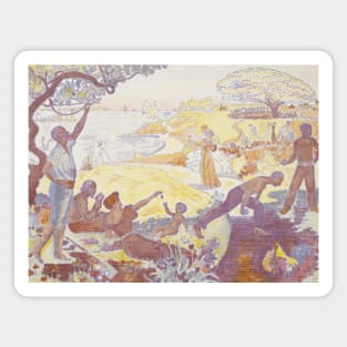 In the Time of Harmony - The Joy of Life - Sunday by the Sea by Paul Signac Magnet